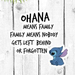 Ohana Means Family Stitch Vinyl Sticker (WATERPROOF)